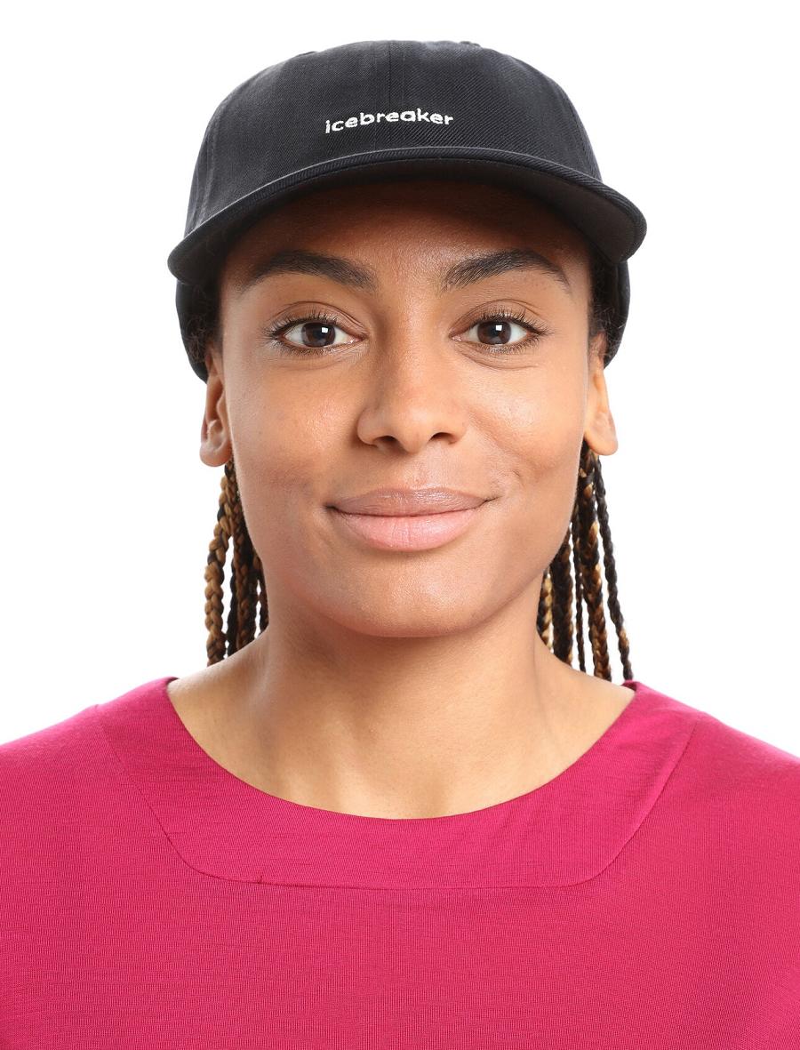 Black Women's Icebreaker Unisex Merino 6 Panel Hats | USA 1481JPQJ